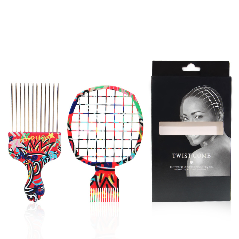 Afro Pick Comb - 2Pcs Professional Salon Afro Comb &