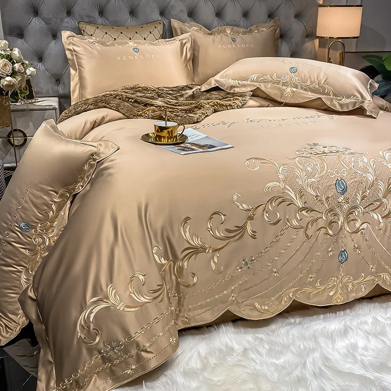 Satin Pillowcase Silk - European-Style Bed Sheet Four-Piece Set 100