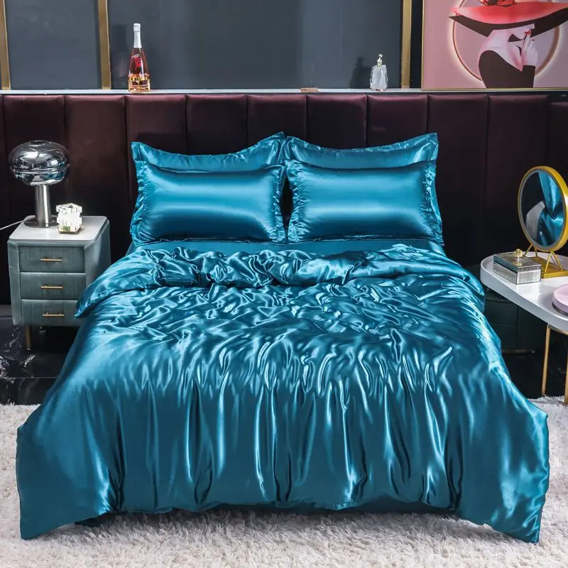 Satin Pillowcase Silk - Nordic Satin Silk Bedding Set with