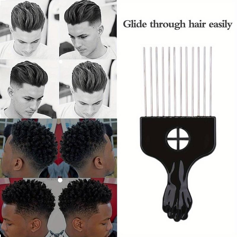 Afro Pick Comb - 2Pcs Metal Afro Pick Combs for