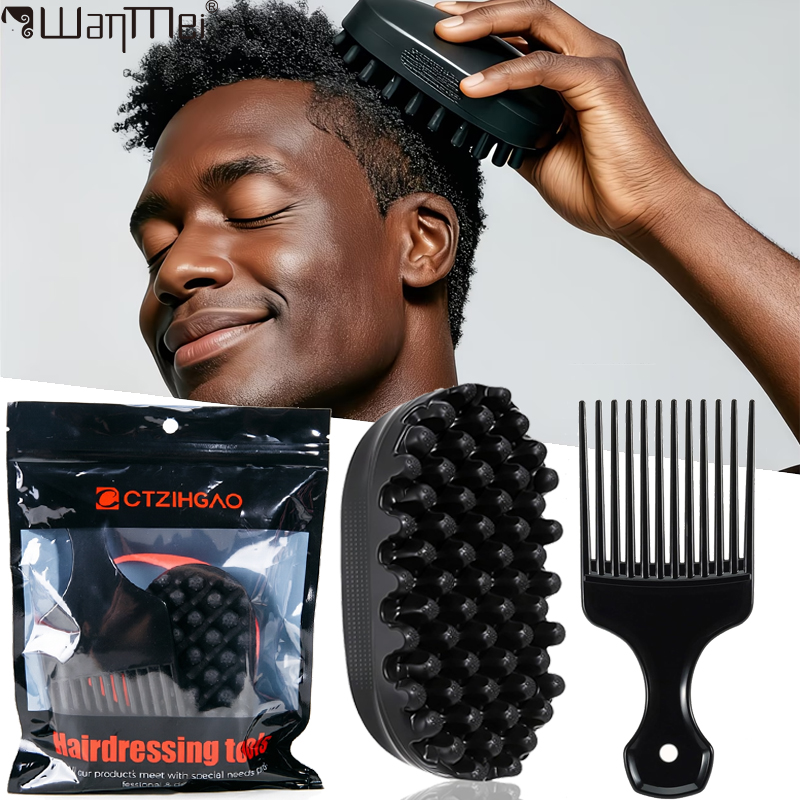 Afro Pick Comb - Silicone Magic Twist Hair Brush&Afro Pick