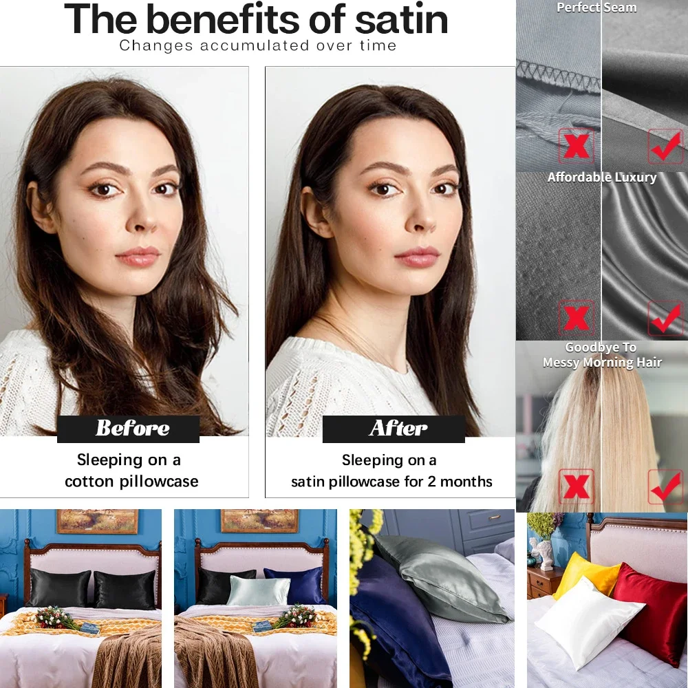 2 Pack Satin Pillowcase for Ha - Satin Pillowcase Silk 评论和价格