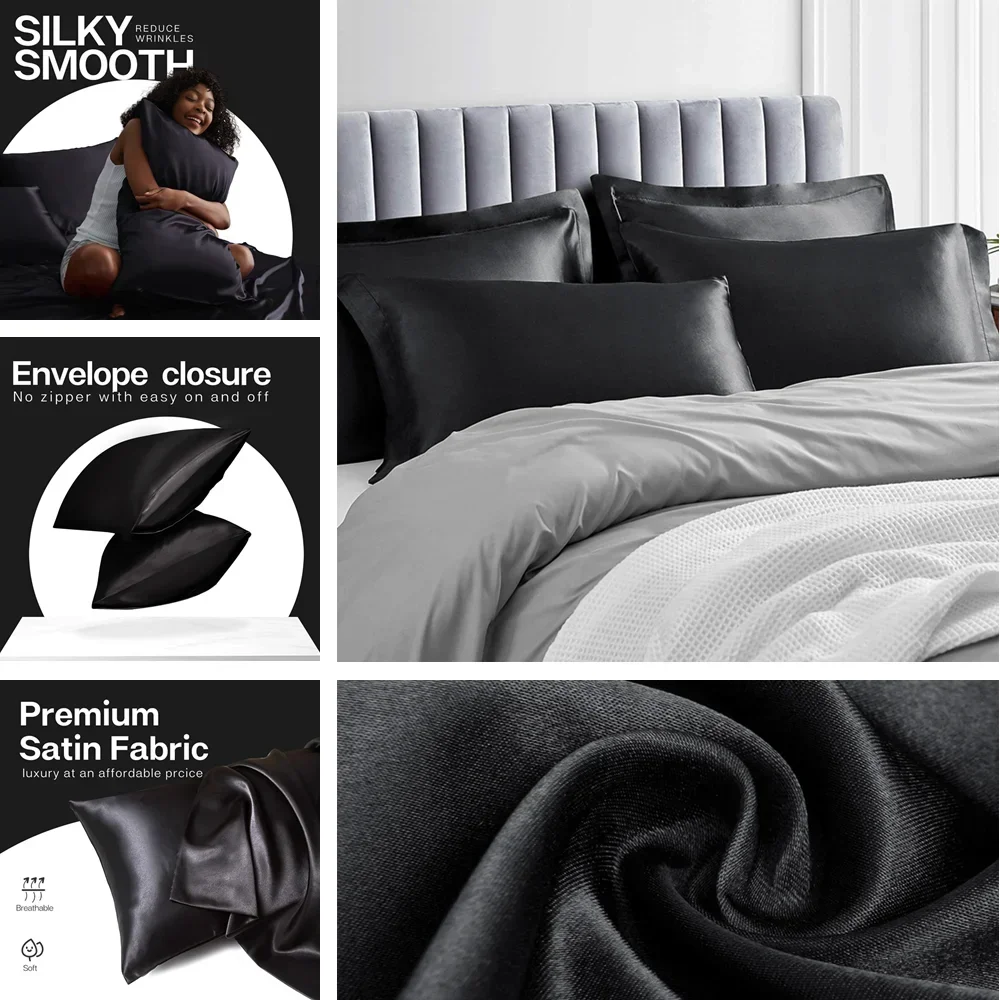 2 Pack Satin Pillowcase for Ha - Satin Pillowcase Silk 评论和价格