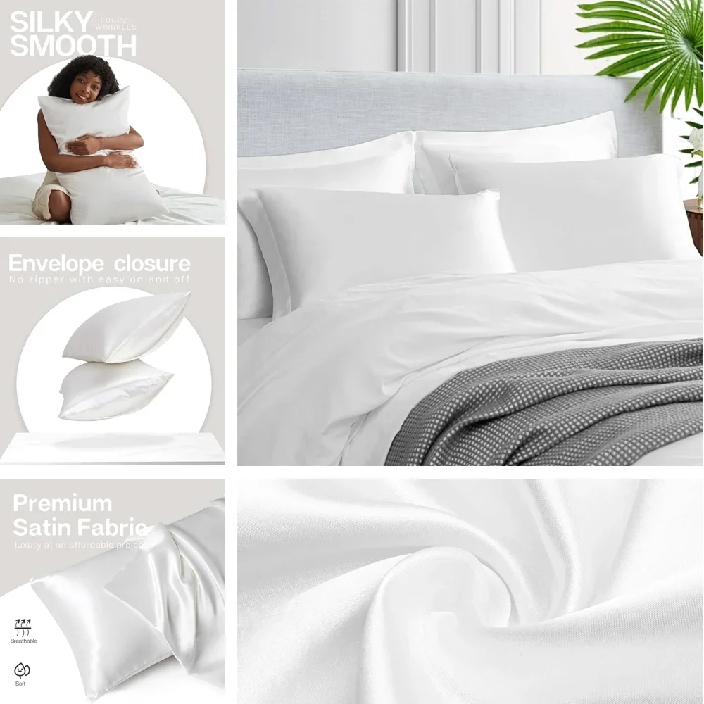 2 Pack Satin Pillowcase for Ha - Satin Pillowcase Silk 评论和价格