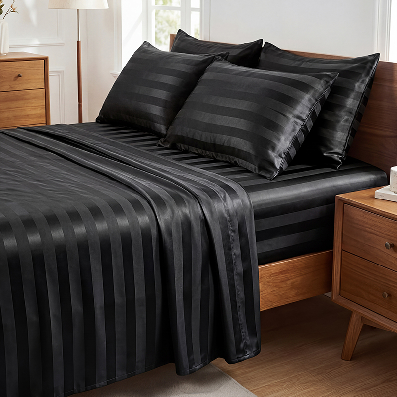 Satin Stripe Sheet Set, Luxury - Satin Pillowcase Silk 评论和价格