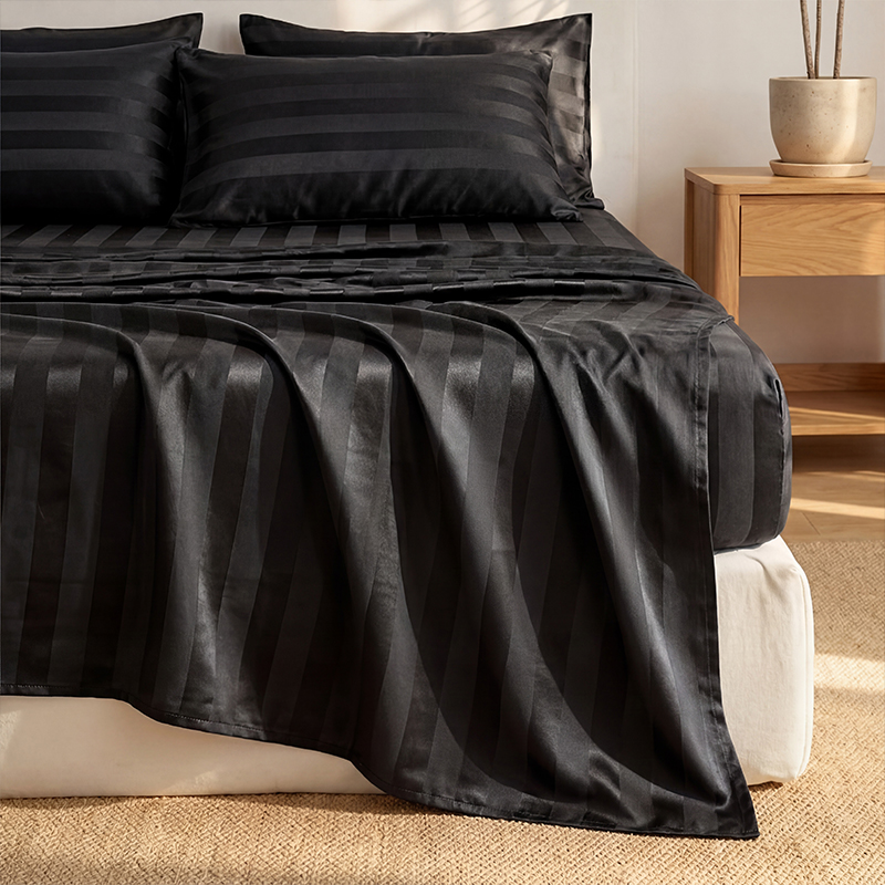 Satin Stripe Sheet Set, Luxury - Satin Pillowcase Silk 评论和价格