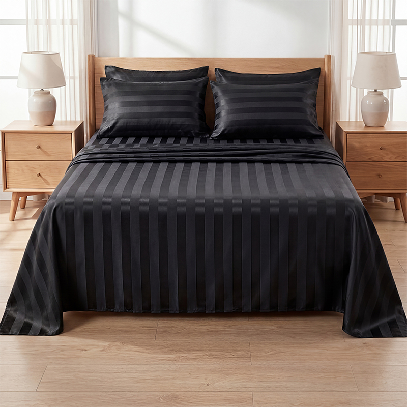 Satin Stripe Sheet Set, Luxury - Satin Pillowcase Silk 评论和价格