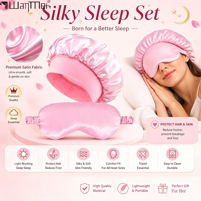 Satin Bonnet Sleep Eye Mask  - Hair Care Set 评论和价格