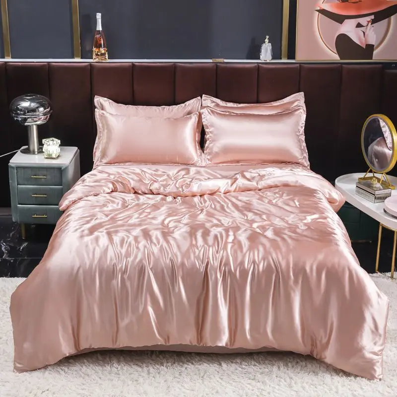 Nordic Satin Silk Bedding Set  - Satin Pillowcase Silk 评论和价格