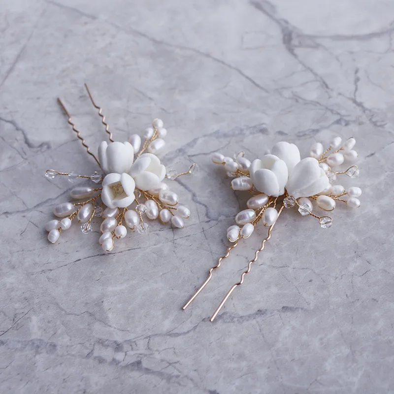 Natural pearl ceramic flowers  - Hair Care Zinc 评论和价格